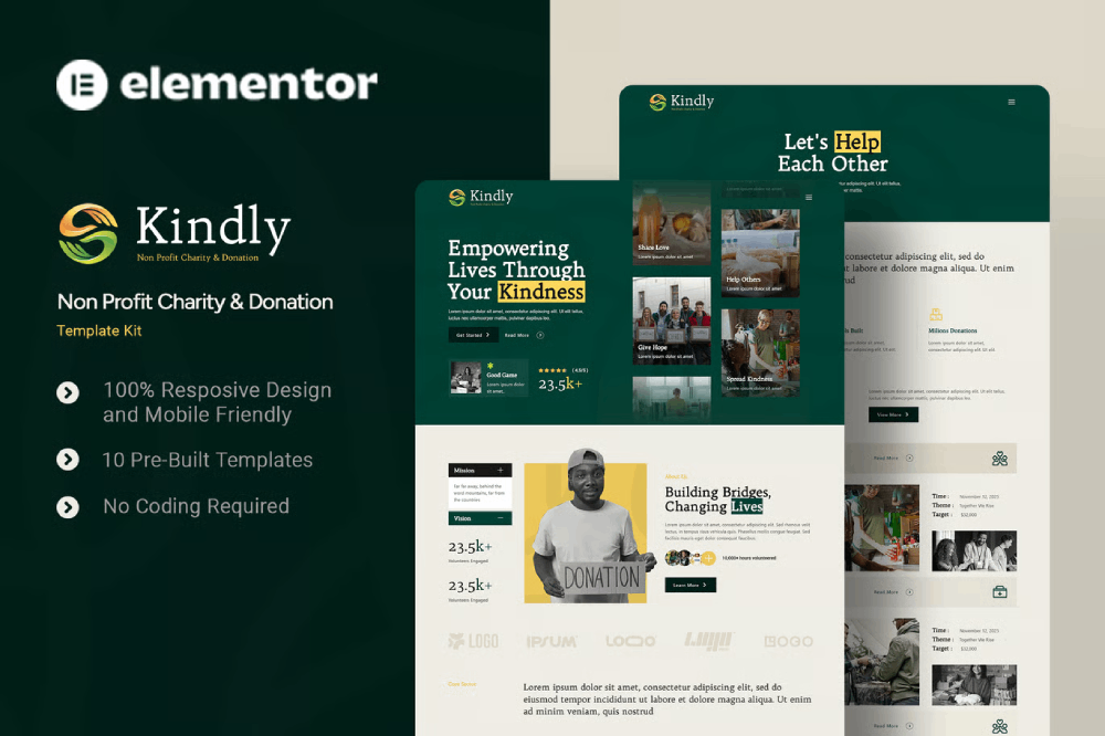 Non Profit Charity & Donation Elementor Template