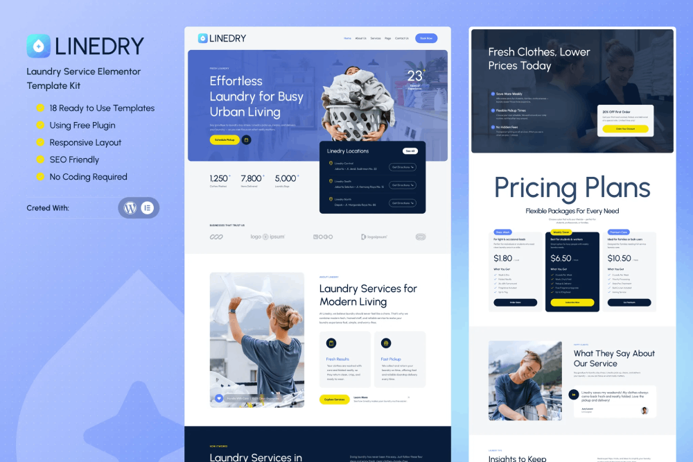 Laundry Service Elementor Template