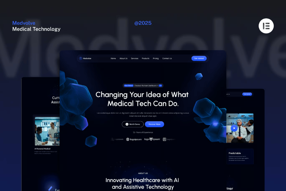Dark Medical Assistive Technology Website Elementor Template