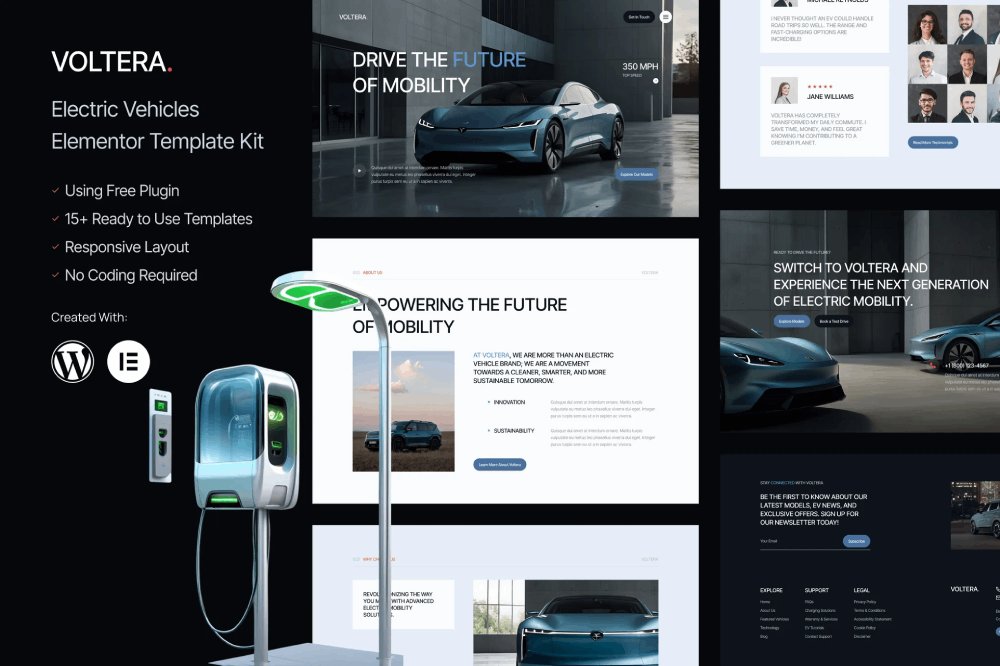 Electric Vehicle Elementor Template Kit