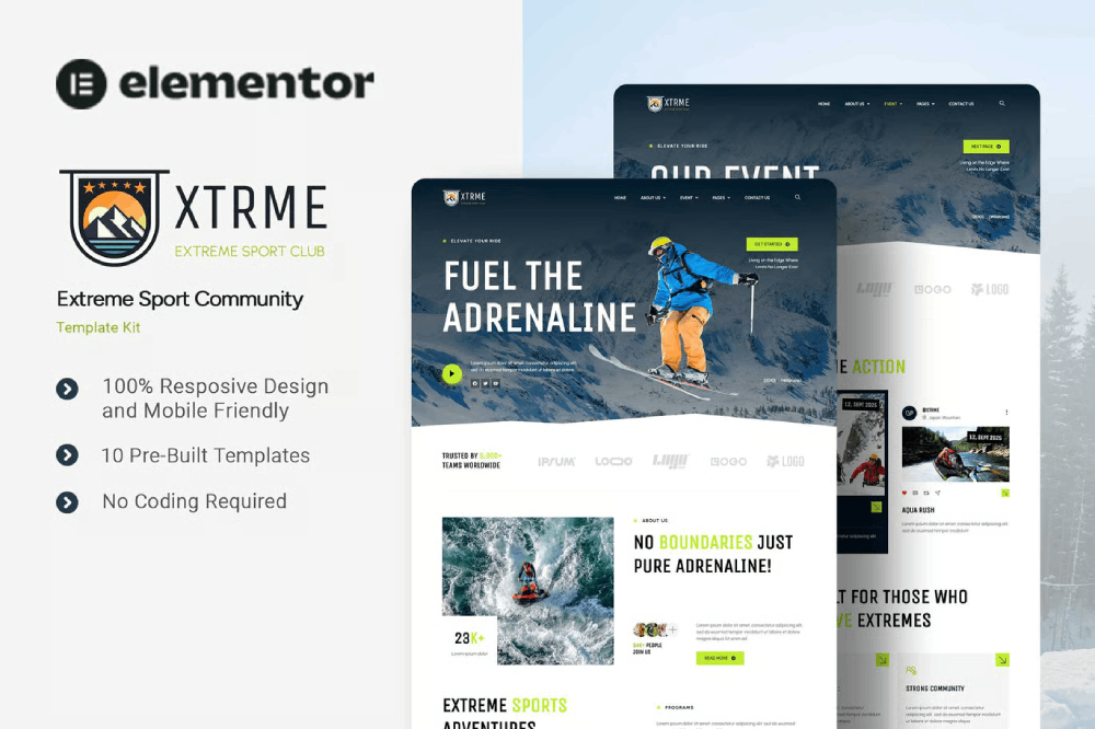 Extreme Sport Community Elementor Template