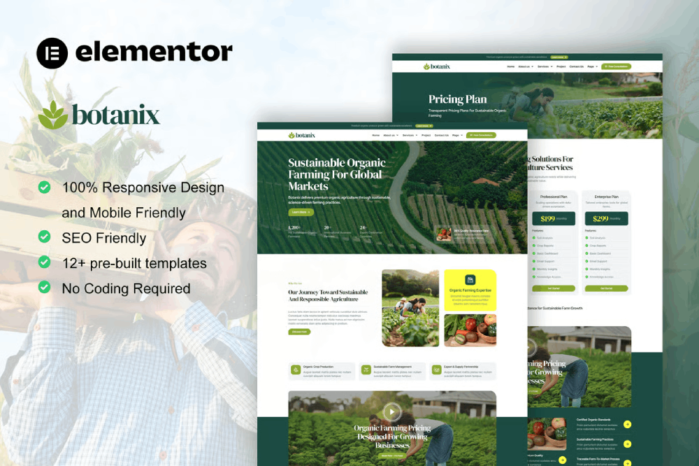 Agriculture & Organic Farming Elementor Template