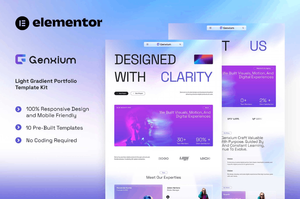 Light Gradient Portfolio Elementor Template