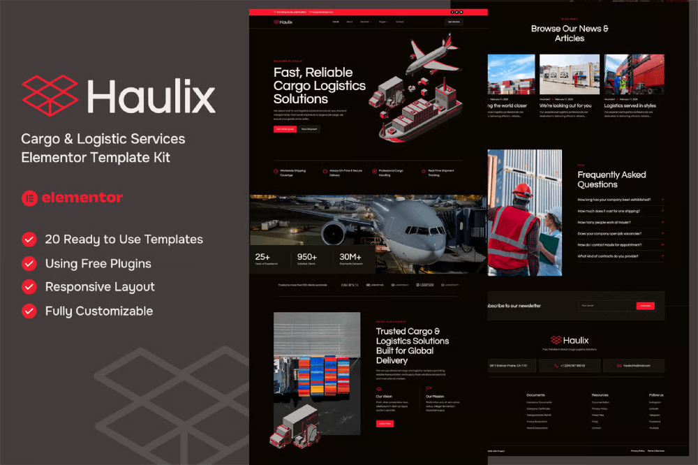 Cargo & Logistic Services Elementor Template