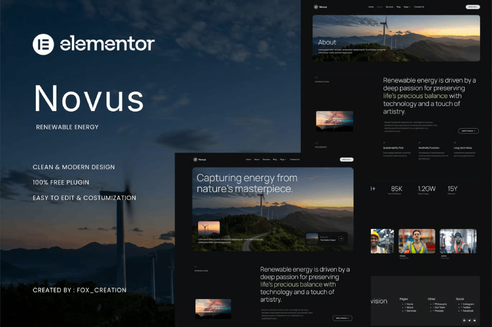 Green Renewable Energy Elementor Template