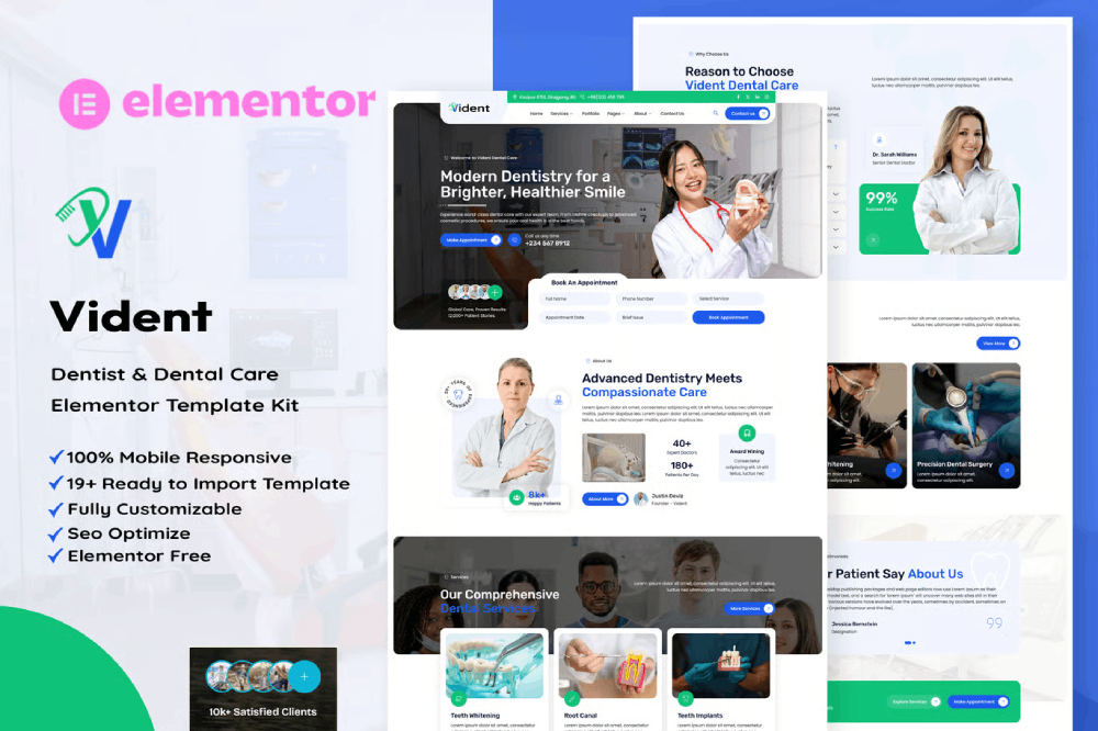 Dentist & Dental Care Elementor Template