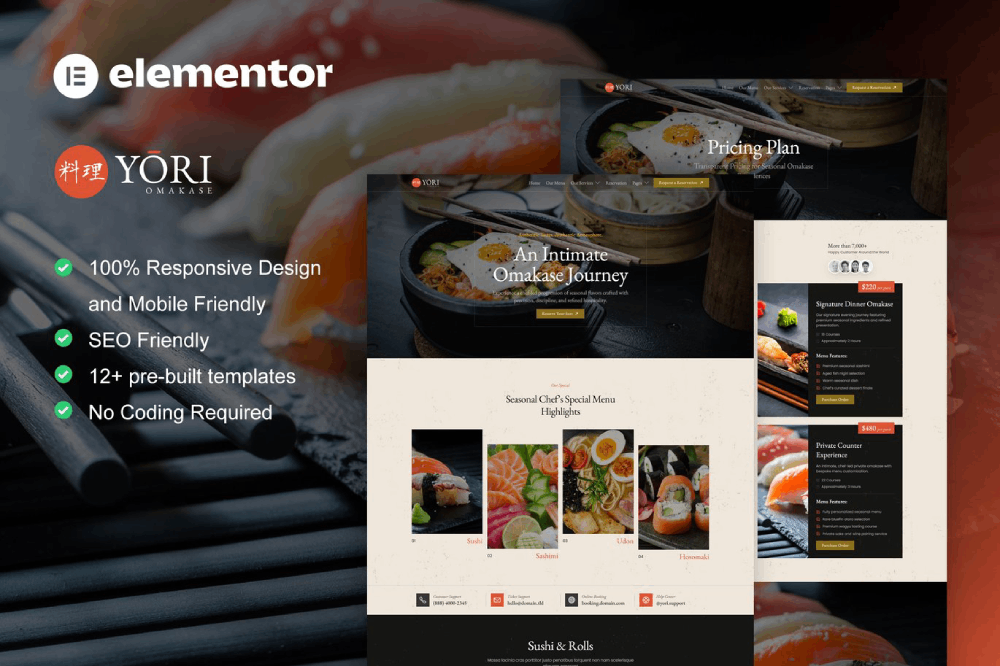 Japanese Restaurant & Food Elementor Template