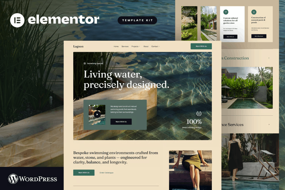 Pool Construction & Landscape Architecture Elementor Template