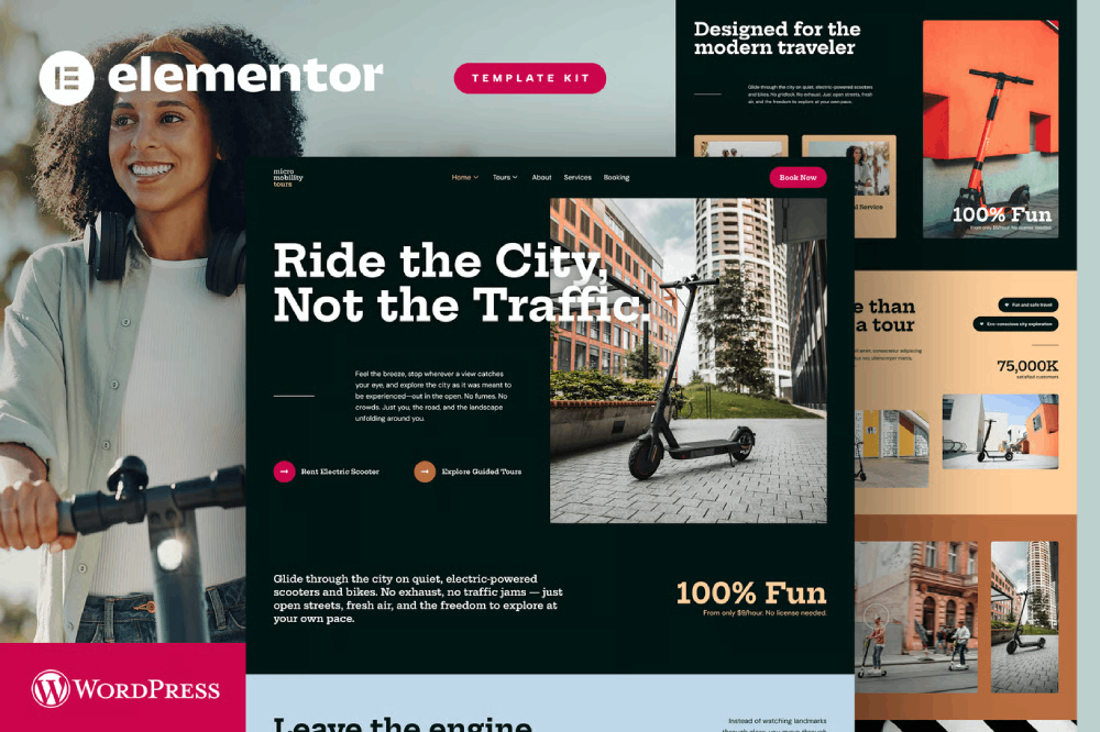 Electric Scooter & Bike Rental Elementor Template