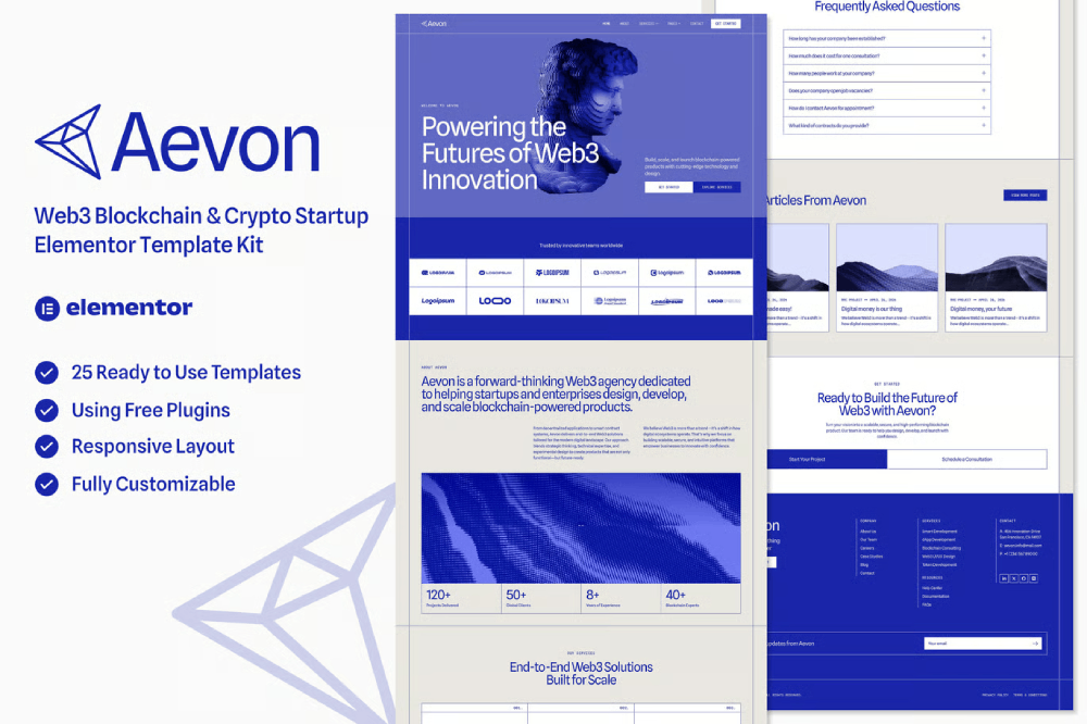 Web3 Blockchain & Crypto Startup Elementor Template