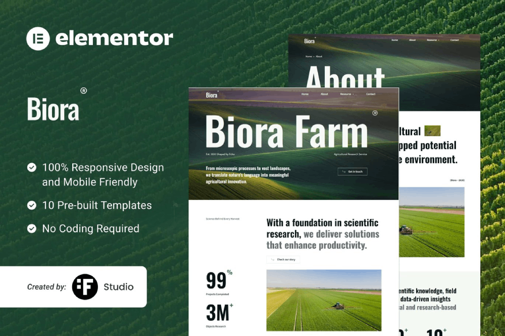 Agriculture Research Elementor Template