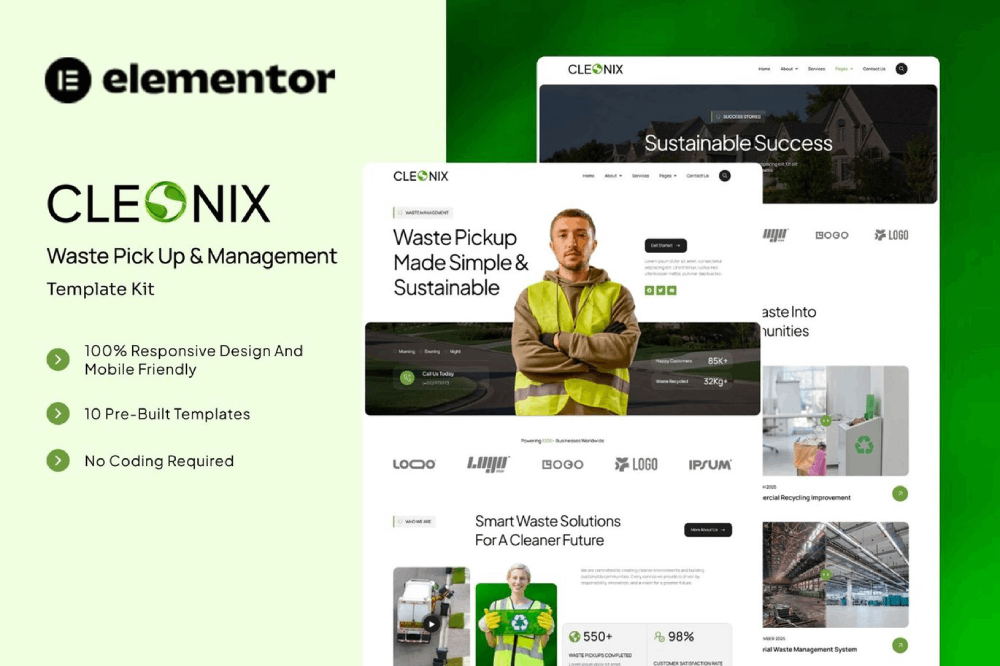 Waste Pick Up & Management Elementor Template