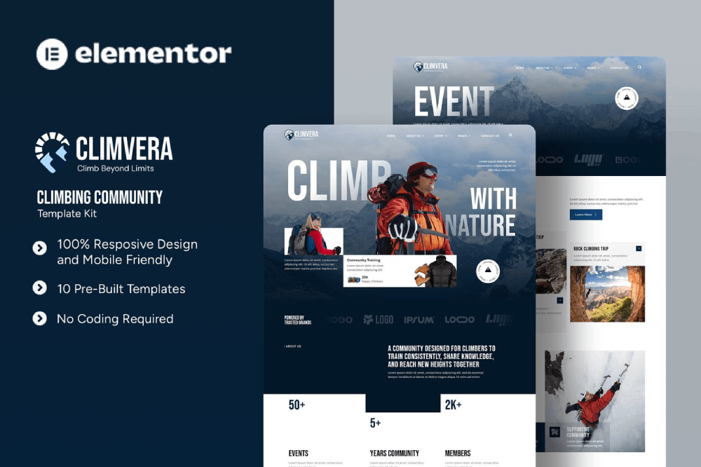 Climbing Community Elementor Template
