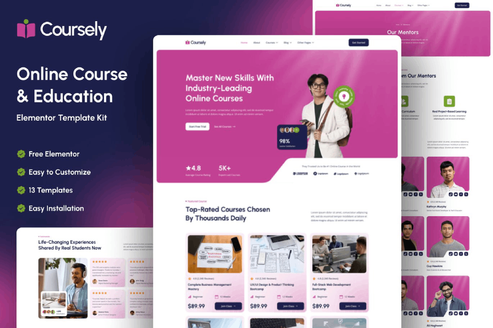 Online Course & Education Elementor Template