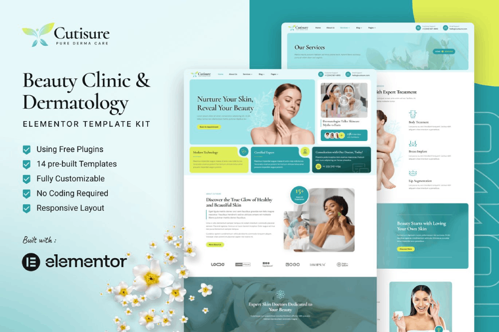 Beauty Clinic & Dermatology Elementor Template