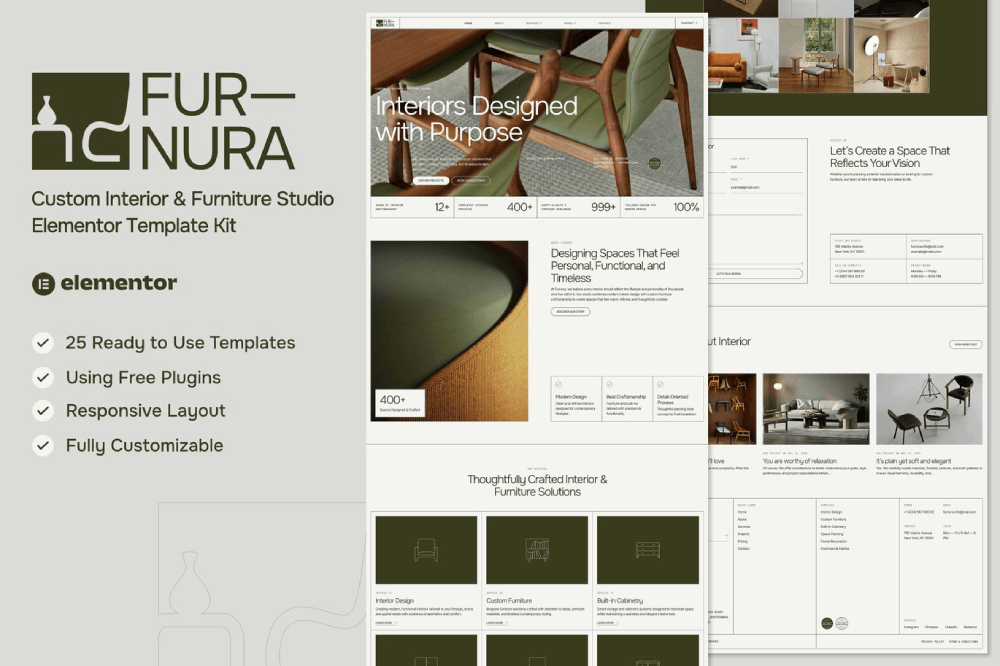 Custom Interior & Furniture Studio Elementor Template
