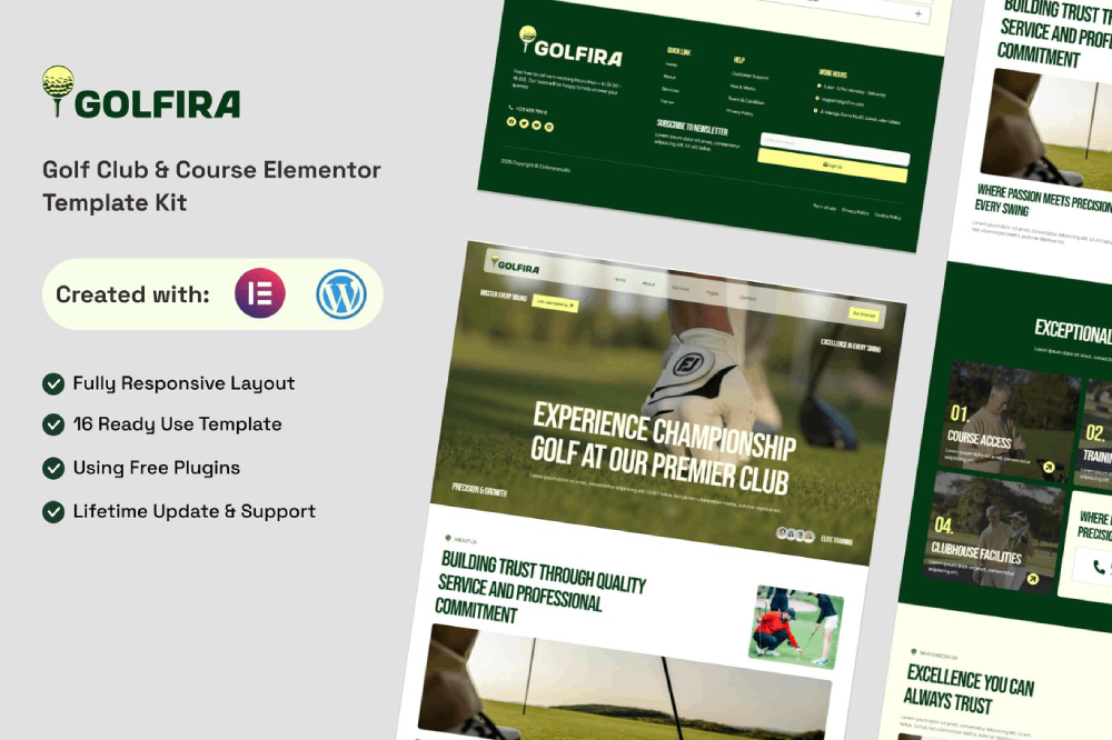 Golf Club & Course Elementor Template
