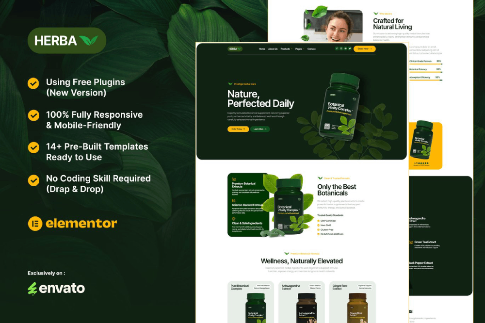 Herbal Health & Wellness Elementor Template