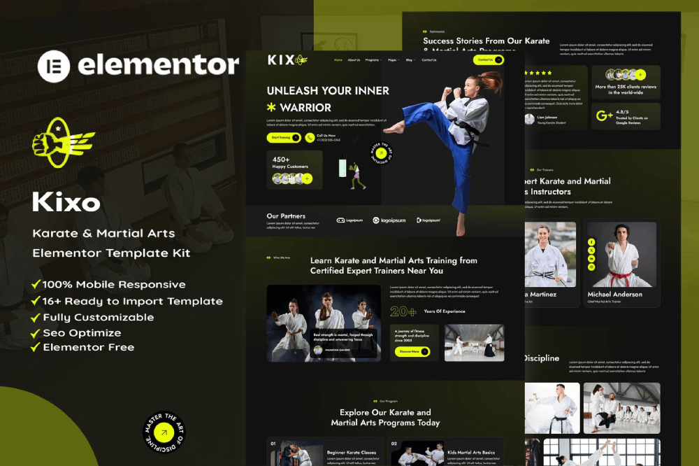 Karate & Martial Arts School Elementor Template