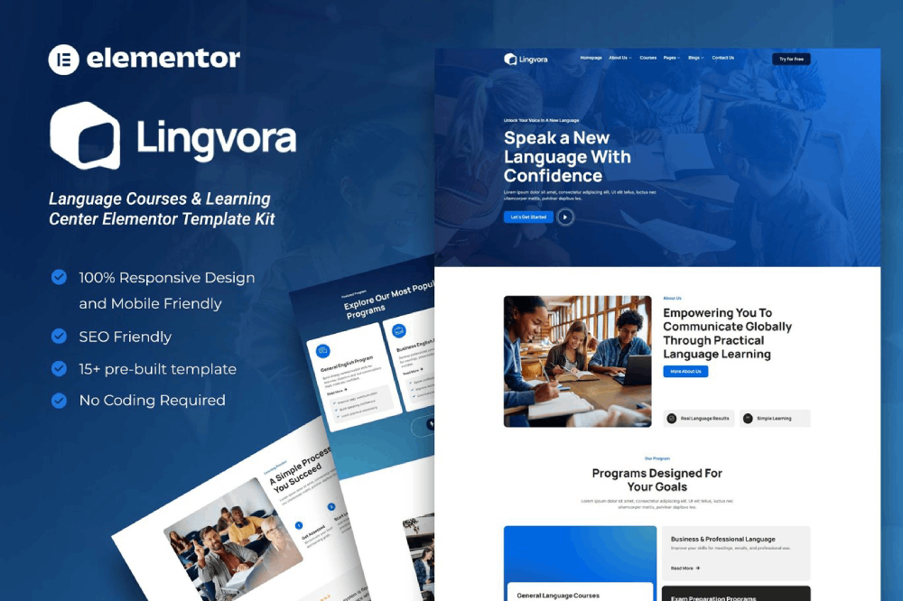 Language Courses & Learning Center Elementor Template