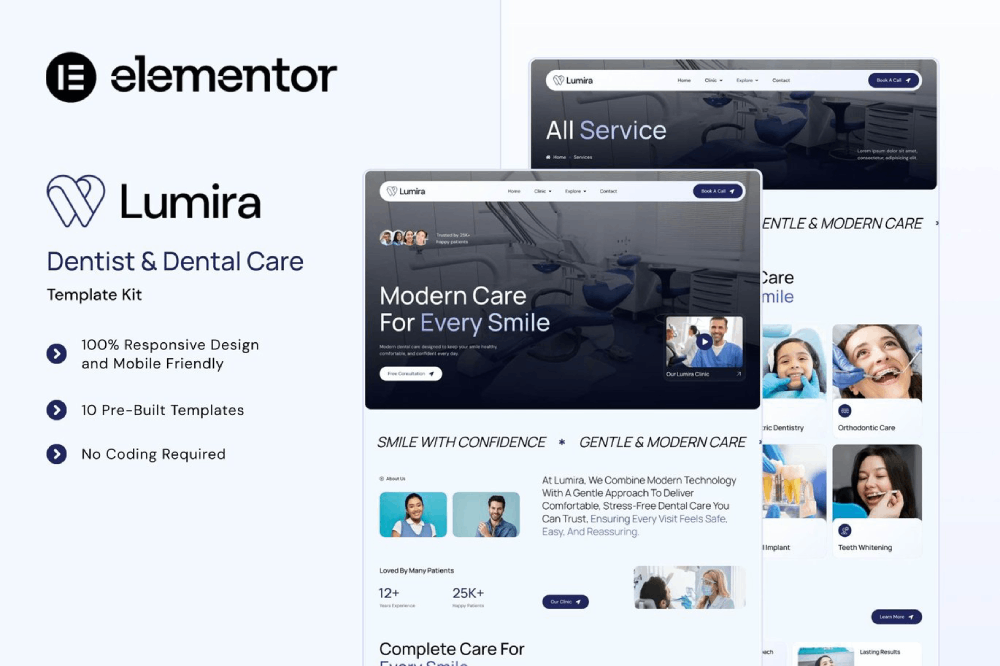 Dentist & Dental Care Elementor Template