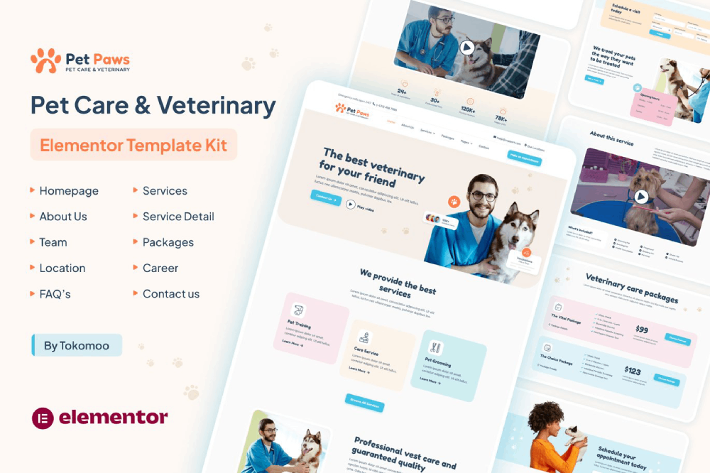Pet Care & Veterinary Elementor Template