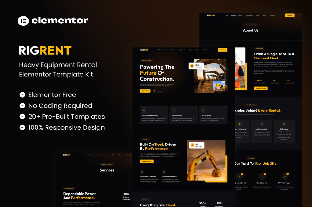 Heavy Equipment Rental Elementor Template