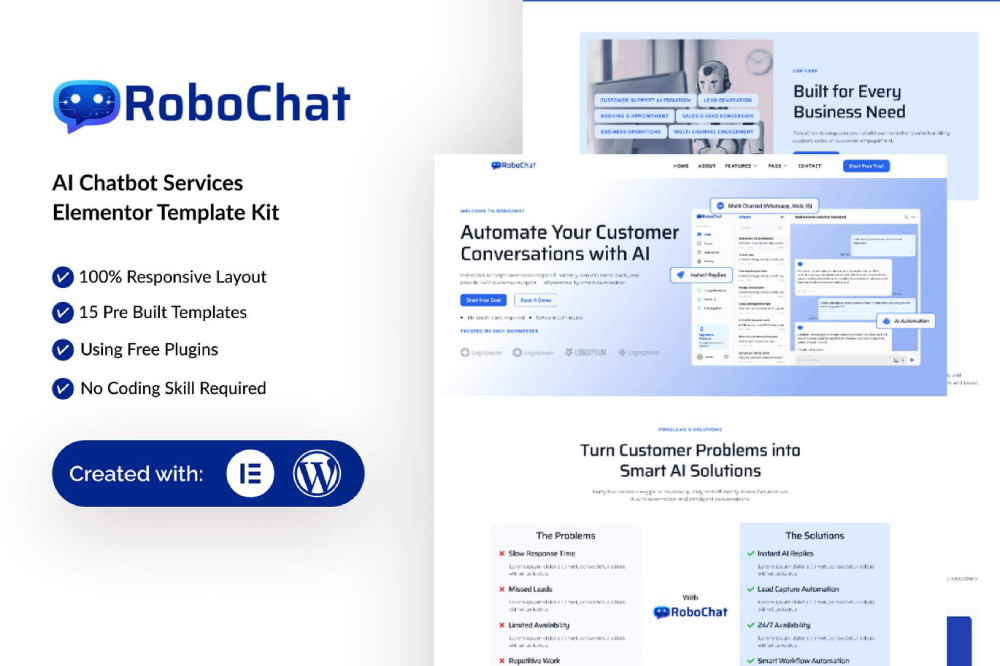 AI Chatbot Service Elementor Template