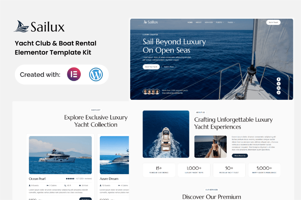 Yacht Club & Boat Rental Elementor Template