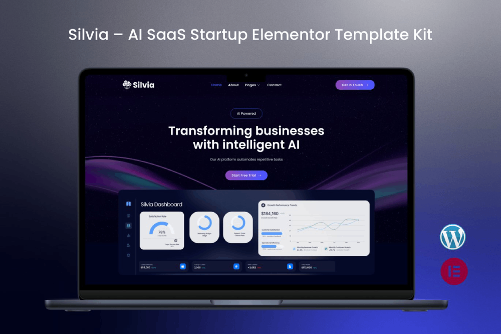 AI SaaS Startup Elementor Template