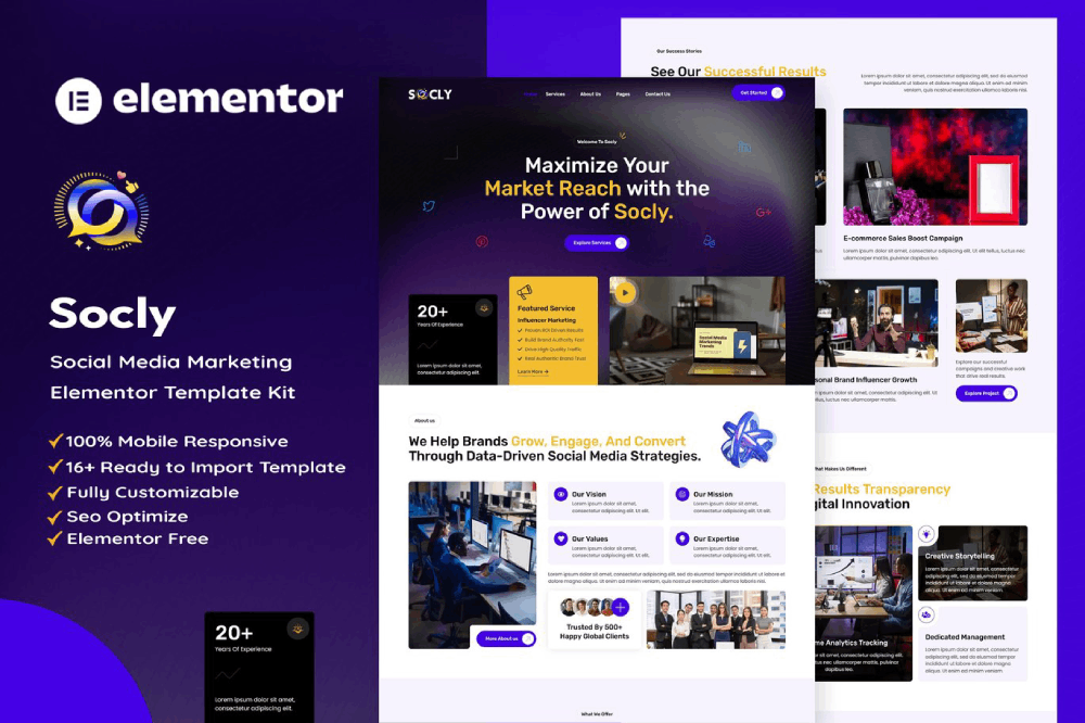 Social Media Marketing Agency Elementor Template