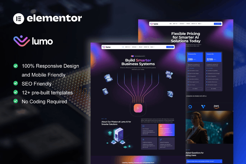 Artificial Intelligence & Technology Services Elementor Template
