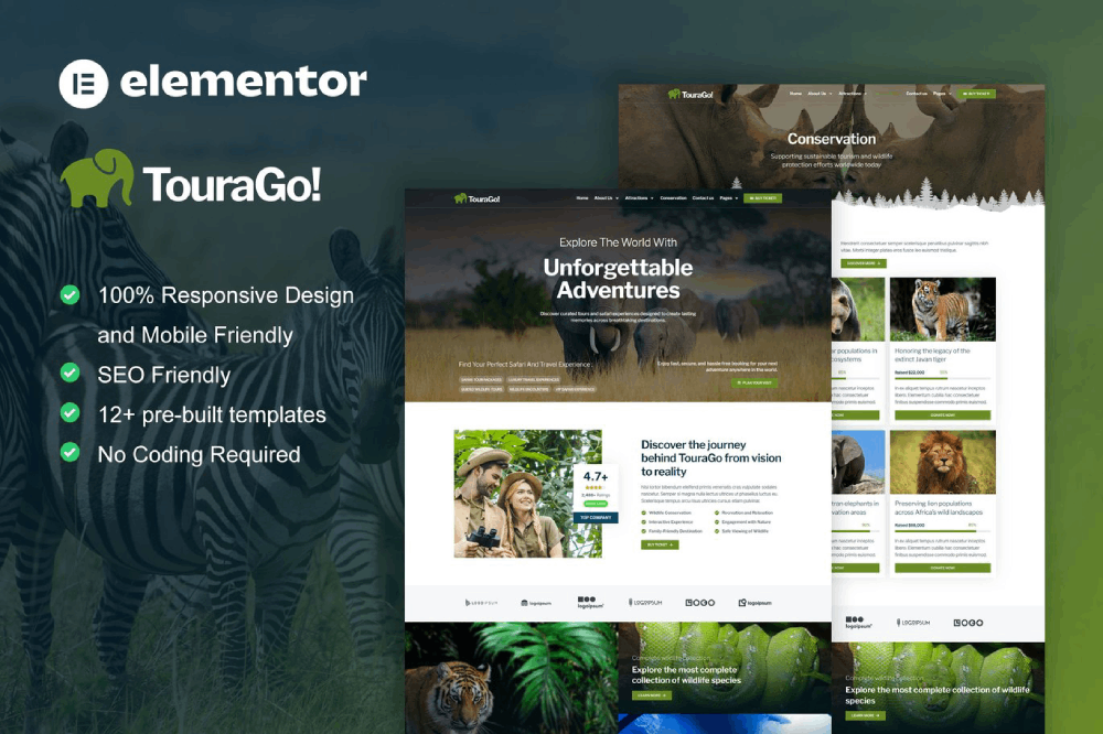 Safari & Zoo Elementor Pro Template