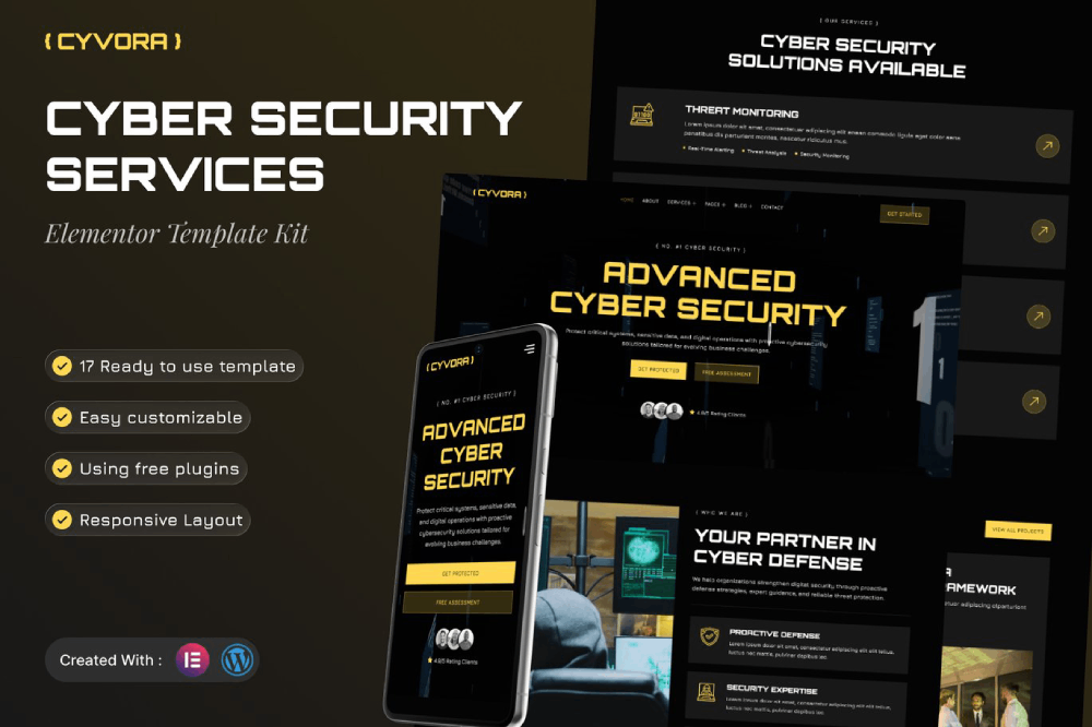 Cyber Security Services Elementor Template