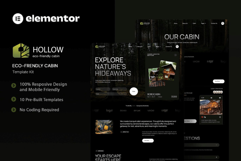 Eco-Friendly Cabin Elementor Template