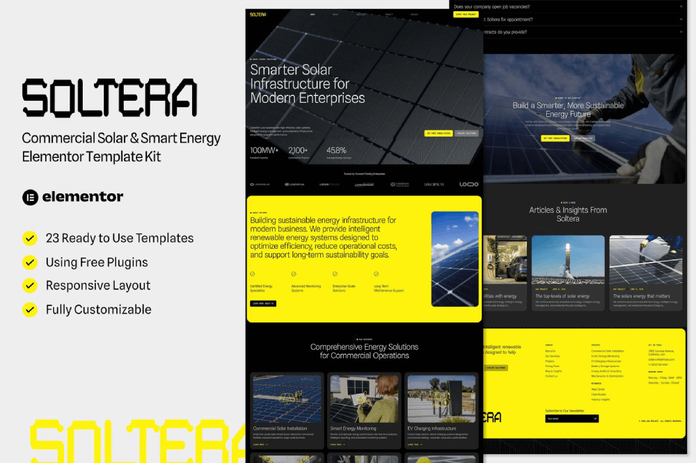 Commercial Solar & Smart Energy Elementor Template