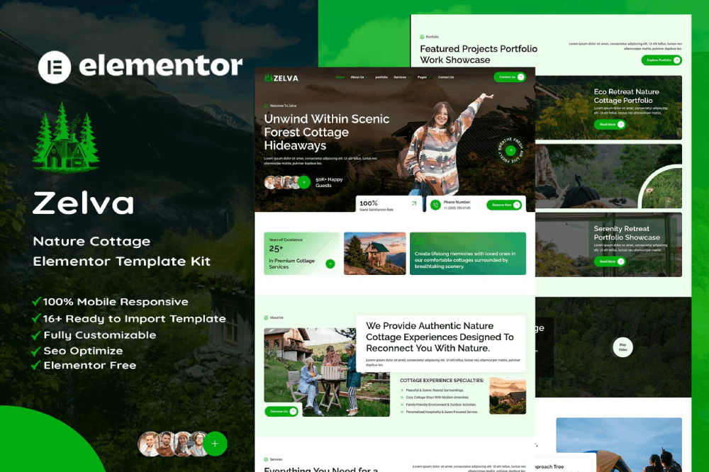 Nature Cottage Elementor Template