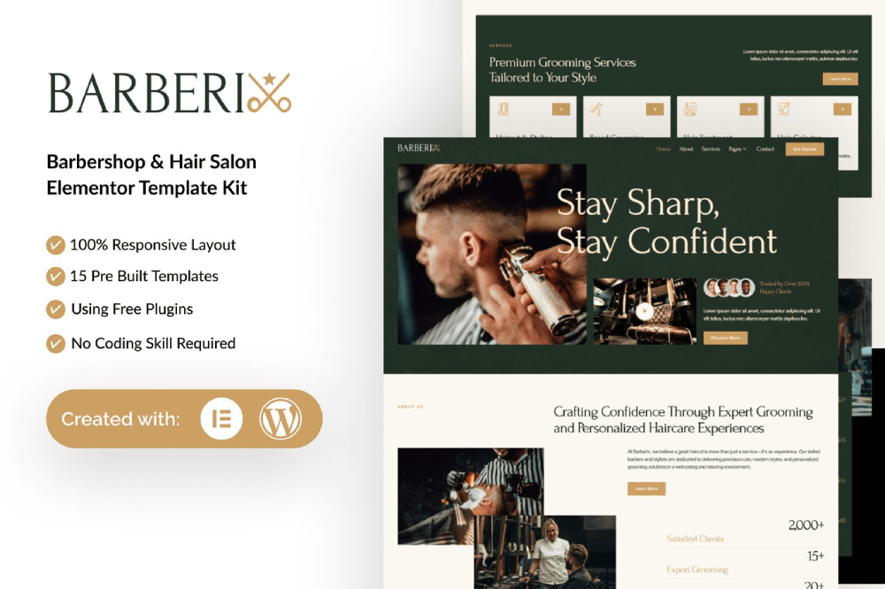 Barbershop & Hair Salon Elementor Template