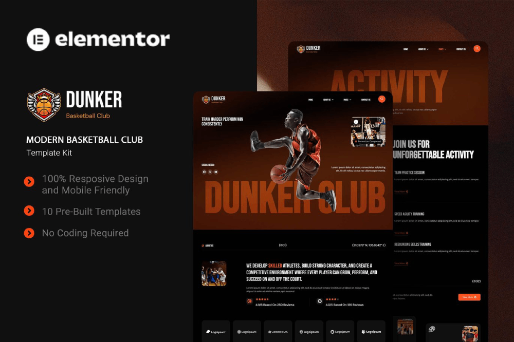 Modern Basketball Club Elementor Template