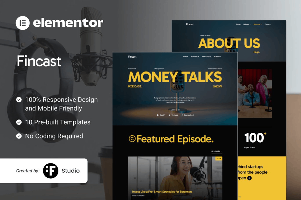 Financial Business Podcast Elementor Template