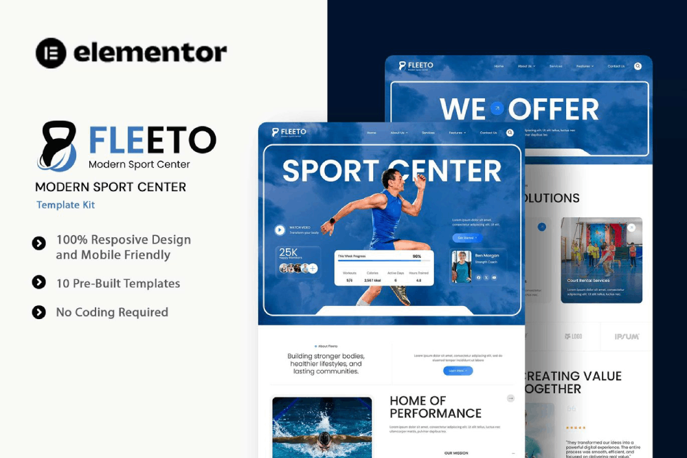 Modern Sport Center Elementor Template