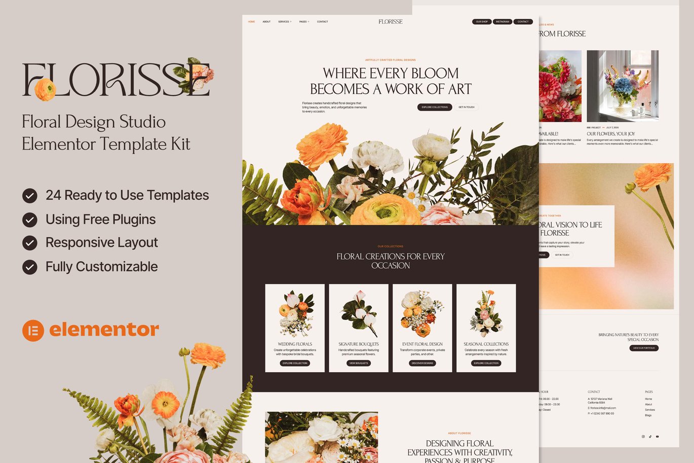 Floral Design Studio Elementor Template