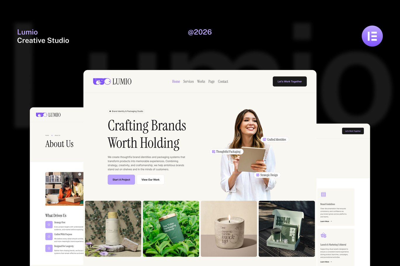 Brand Identity & Packaging Design Studio Elementor Website Template