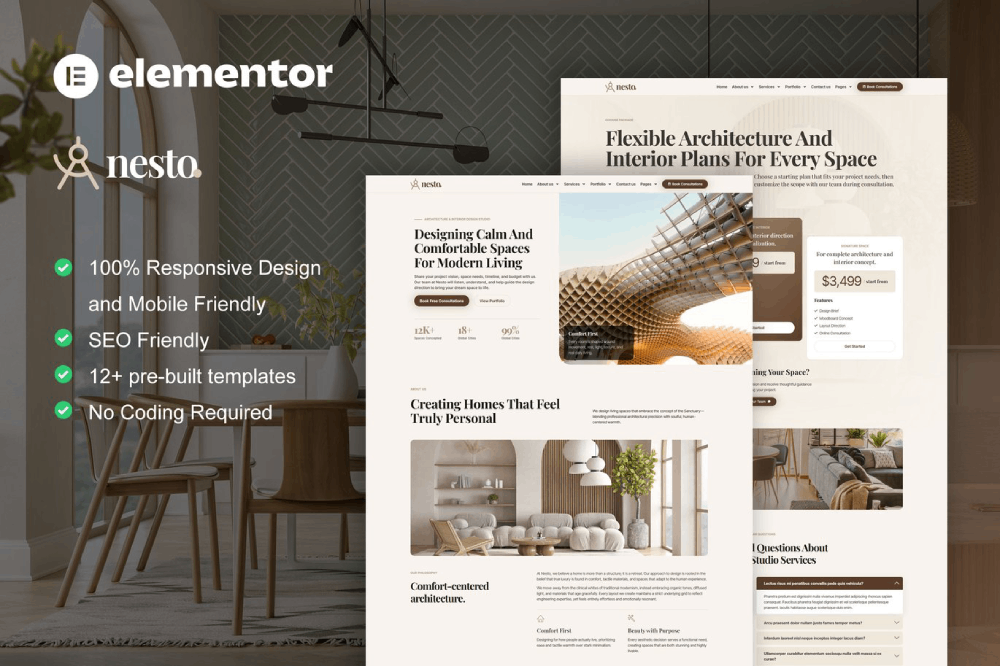 Interior Design Elementor Pro Template
