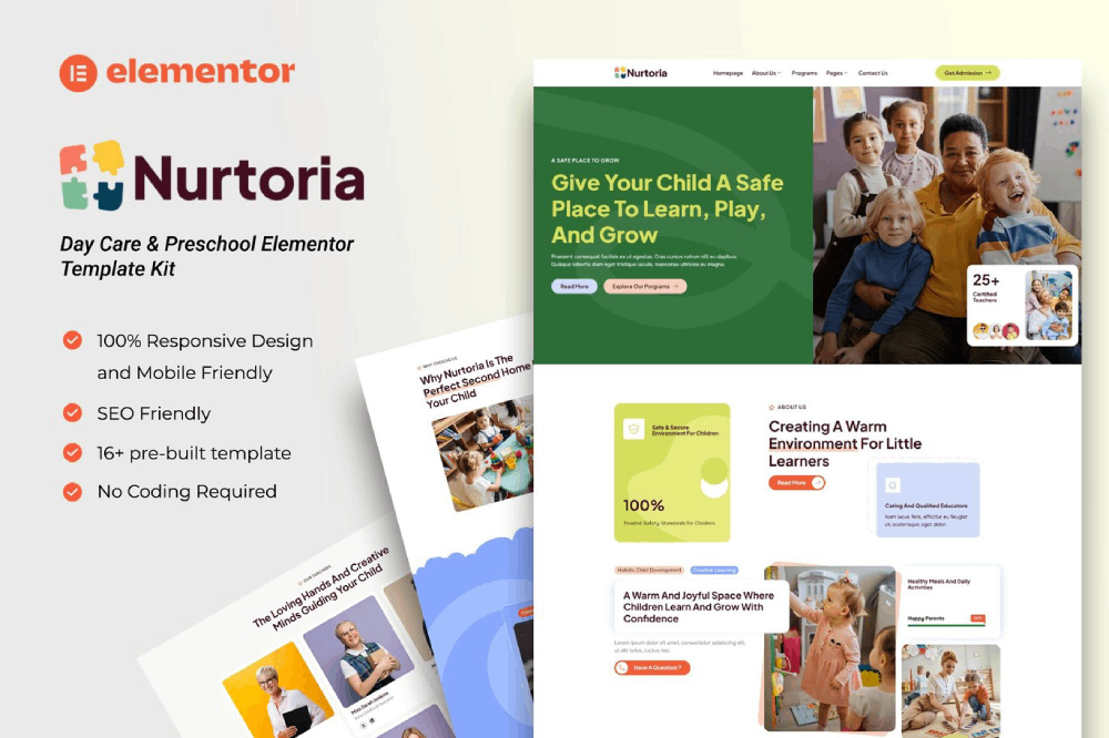 Day Care & Preschool Elementor Template