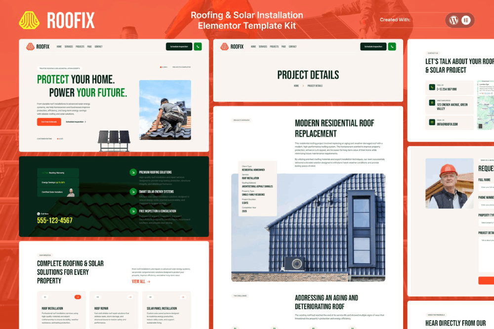 Roofing & Solar Installation Elementor Template