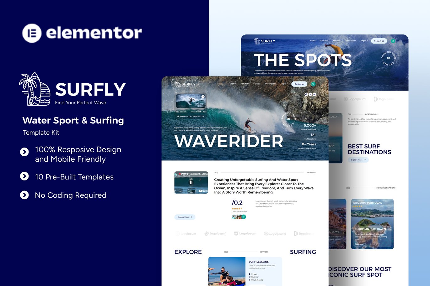 Water Sport & Surfing Elementor Template