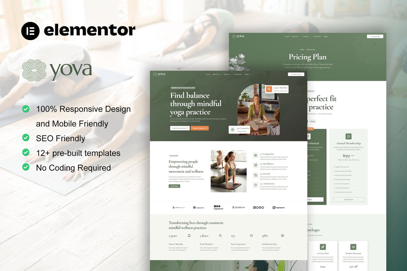 Yoga Studio Elementor Template