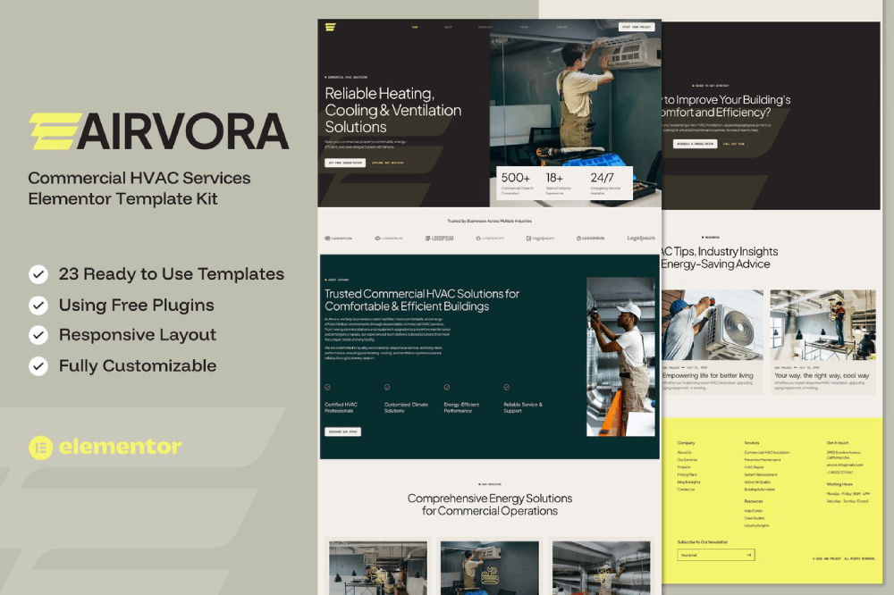 Commercial HVAC Services Elementor Template