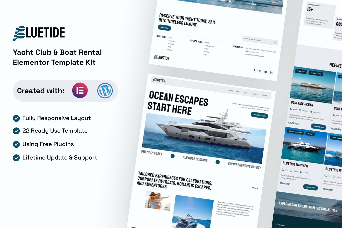 Yacht Club & Boat Rental Elementor Template